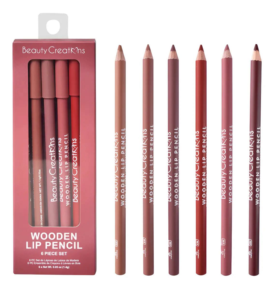 Set de 6 Delineadores Labiales Beauty Creations Rosa